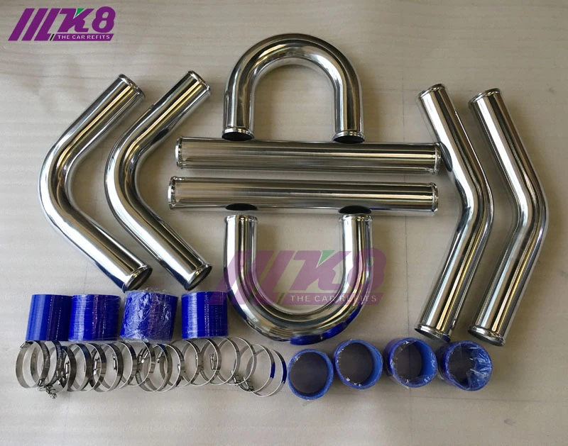 2.5" Aluminum Turbo Intercooler Piping Pipe Kits+Clamp+Coupler Black 2.5" Aluminum Turbo Intercooler Piping Pipe Kits+Clamp+Coupler Black