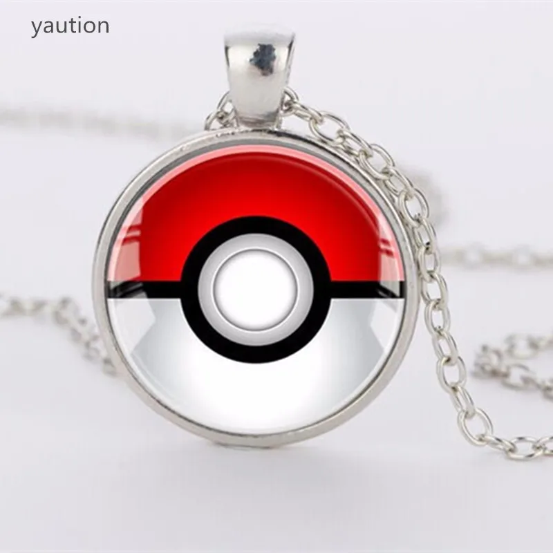

Pokemon Inspired Pendant Necklace,Glass pendant dome Cabochon Round Pendant Jewelry silver pendants for men women gift
