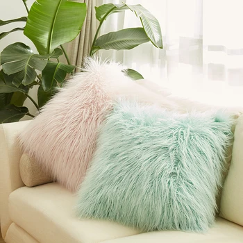 

Candy Super softer Plush Home Decor Pillow Cover Faux Sheep Fur Cushion Cover Decorative pillowcase pillowsham Lumber Pillow