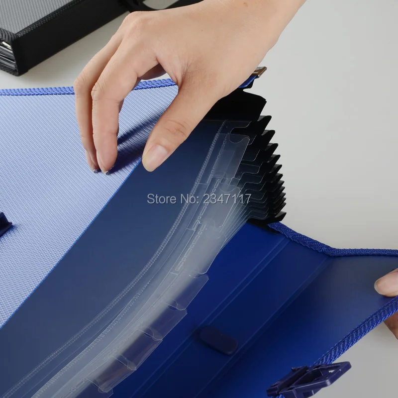 A4 Waterproof Portable Folder 12 Case Accordion Bag Office Storage Bag Your Files Easy to Carry Blue File Folder Document