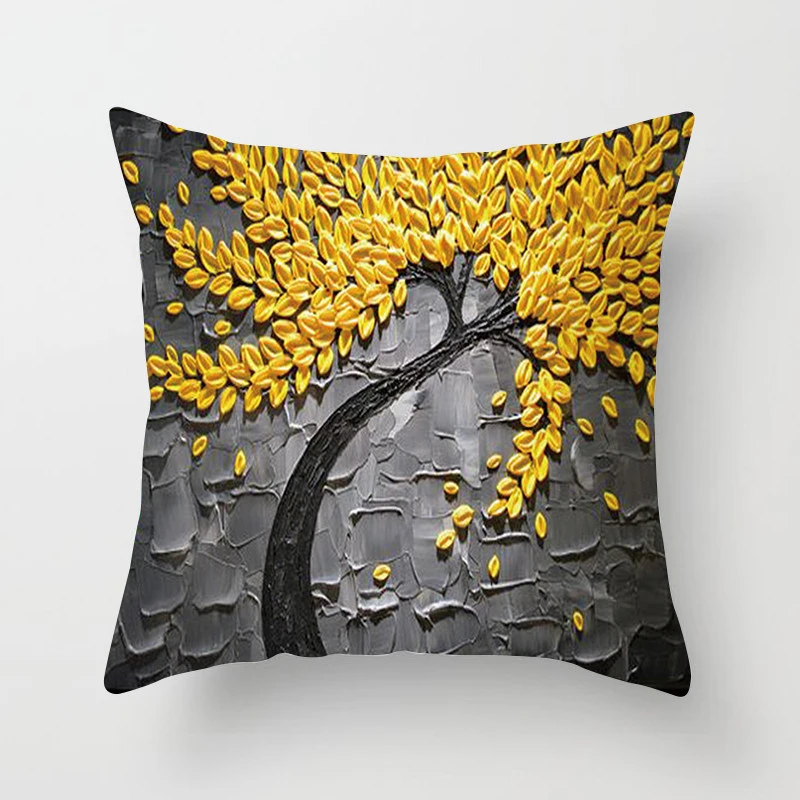 Urijk 45x45 см наволочка на подушку винтажный цветочный Чехол на подушку Фреска желтое красное дерево вишня Декоративная Наволочка на подушку - Цвет: StyleF