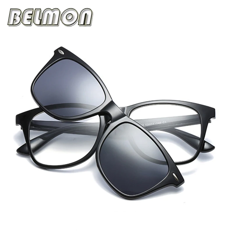 

BELMON Eyeglasses Frame Men Women Fashion Clip On Magnets Polarized Sungllasses Optical Glasses Spectacle Frame For Male RS258
