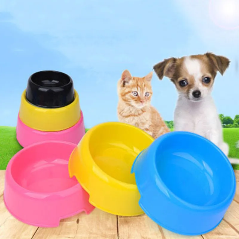 

Small Dog Plastic Single Bowl Circular Dining Feeders Drinking Bowl Candy Colored Pet bowl puppy kitten Dining Tool Feed Produce