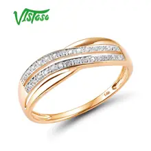 VISTOSO genuino 14 K 585 oro rosa Chic anillos para dama brillante diamante compromiso aniversario Simple estilo eterno joyería fina(China)