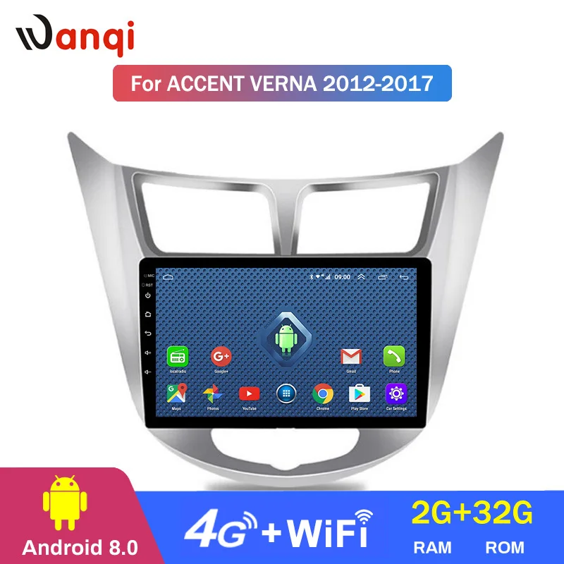 Sale 4G Lte All Netcom 9 Inch Android 8.0 Car Dvd Gps Player For Hyundai accent/Verna 2012-2017 Radio Video Navigation Bt Wifi 2