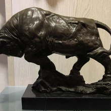 Bi002435 Западного Искусства Выздоровеет Фигурка Медь Бронза и Мрамор Bull Ox Скота Скульптура