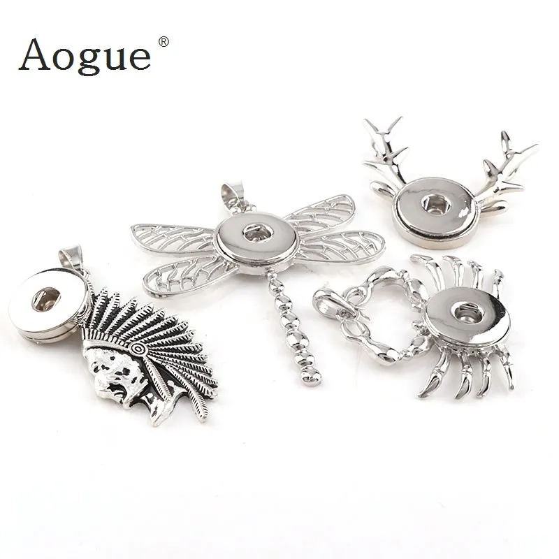 

Trendy Factory 18mm Snap Buttons Vintage Crab&Deer&Indian&Dragonfly Snaps Button Pendant DIY Necklace Jewelry Charm