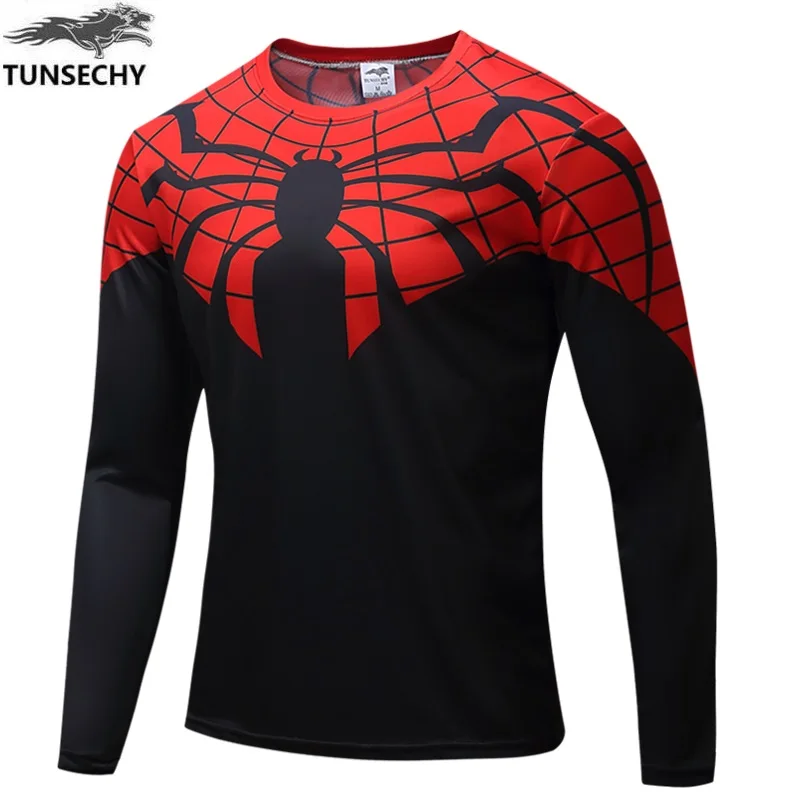 

Spiderman 3D Print t shirts Men Compression fitness shirts Superhero Tops costume long Sleeve Fitness T-shirts