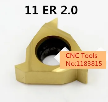 

10PCS 11ER 2.0ISO Carbide Threading Inserts 60 Deg External Threading Tips,Indexable Inserts for Threaded Lathe Holder