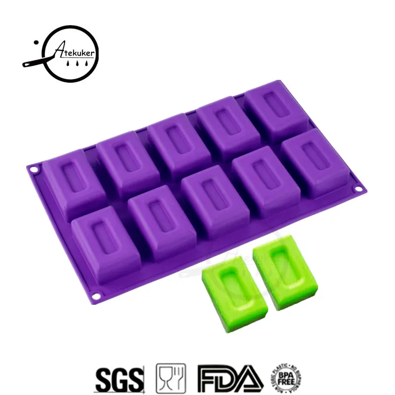 

Atekuker Rectangle Shape DIY Silicone Soap Mold Cake Tray Baking Dish Ice Cube Silicone Molds For Cakes Soap Form