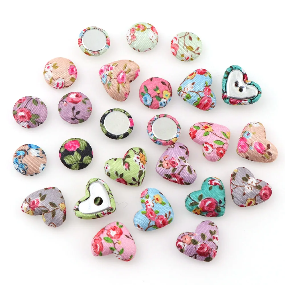 Buy 30 Pcs 14mm/14*18mm Mix Flower Buttons Fabric