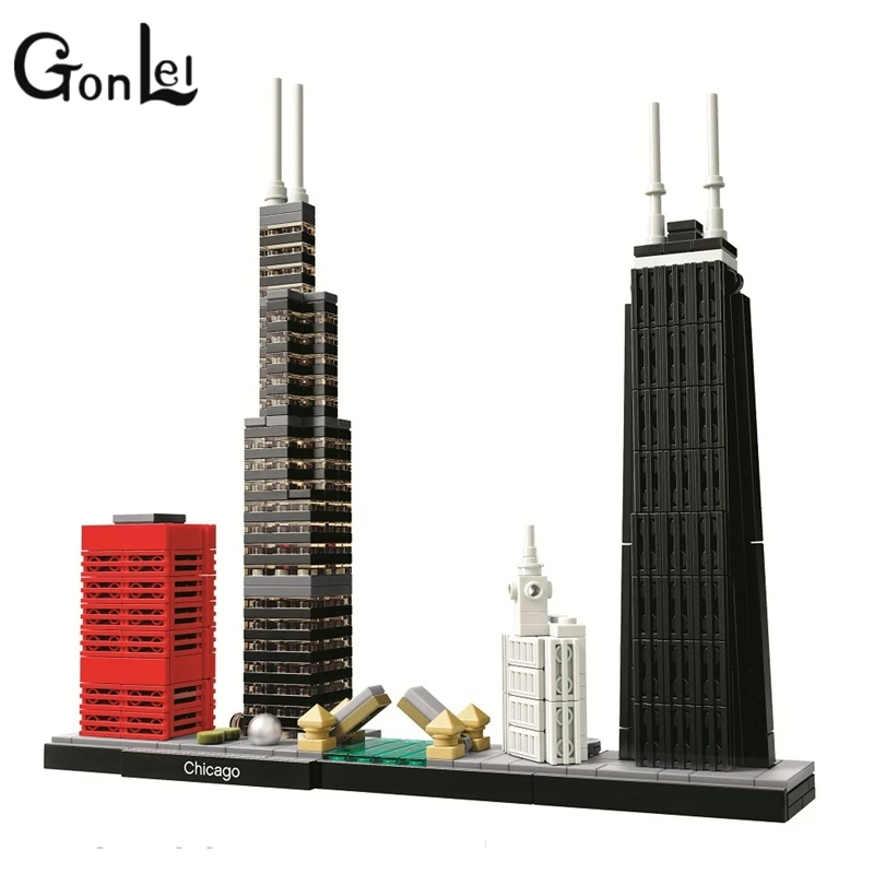 

GonLeI BELA 10677 Compatible Legoings Pogo Landmark 444Pcs+ Chicago Financial Center Building Blocks Bricks Educational Children