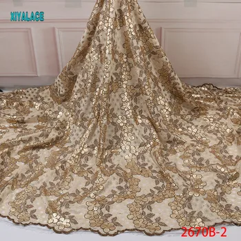 

Hot Sale Organza Lace Fabric Sequin Lace Fabric African Fabric Lace Emroidery Gold Nigerian French Lace Fabric For Wedding 2670b