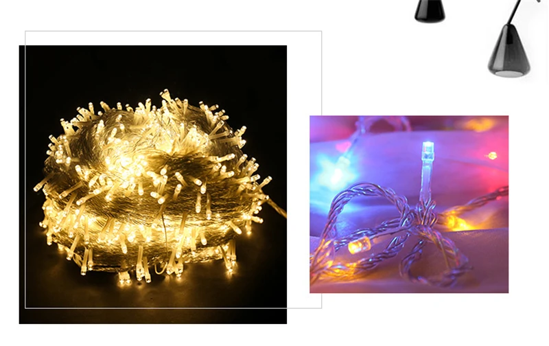 10 м светодиодный светильник-гирлянда, Рождественская Свадебная елка, праздничная уличная гирлянда, водонепроницаемая гирлянда-сказочная