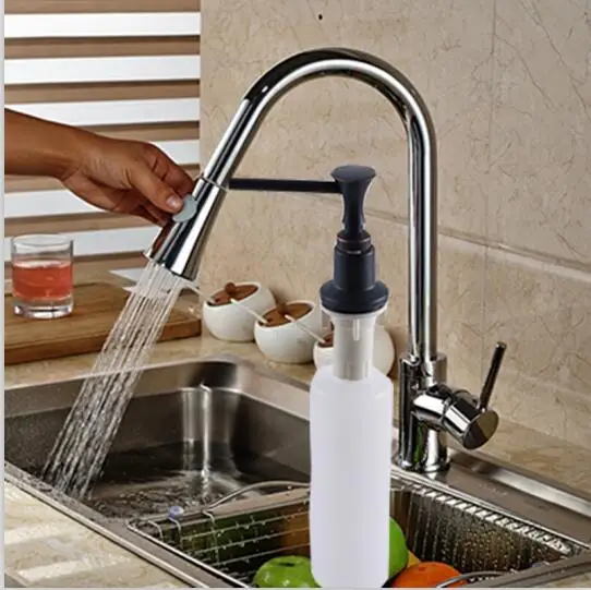Смеситель для кухни, хромированный выдвижной распылитель, кухонный кран для раковины, смеситель с одной ручкой и отверстием на 360 градусов, смеситель для воды torneira - Цвет: Faucet-Dispenser