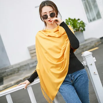 

Imitation Cashmere Thickening Female Long Scarf Solid Color Plus Size 200*70cm Big Shawl Girls Tassel Fashion Collars