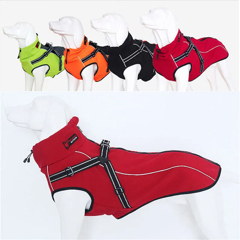 

Wholesale Pet Products Waterproof Large Dog Jacket Winter Dogs Pets Clothing Winter Coat For Dogs Black Red Dog Harness Vest