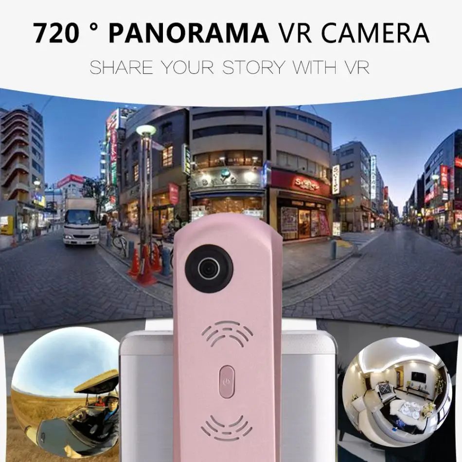 

720 Degree Fish Eye Dual Lens 360 Action Camera HD Panorama VR Camera Handheld Sports DV Video Cameras for Andriod Phones