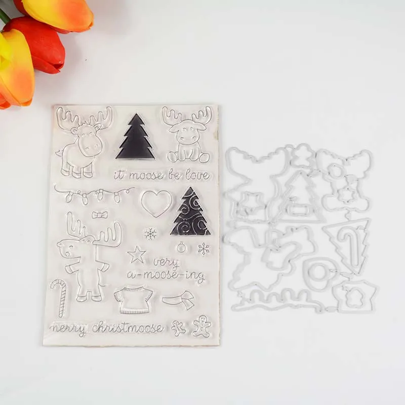 Christmoose олень прозрачный значок/координации die для DIY Скрапбукинг/карты/Дети