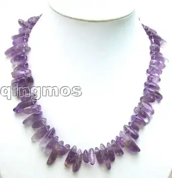 

High quality long 8*20mm Stick branch natural Purple crystal 18" necklace-nec5592