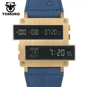 

TOMORO 2018 New Original Design ONE LIFE Series Top Men Countdown Hours LED Clock 316T Steel Case Cow Leather Limited Watches