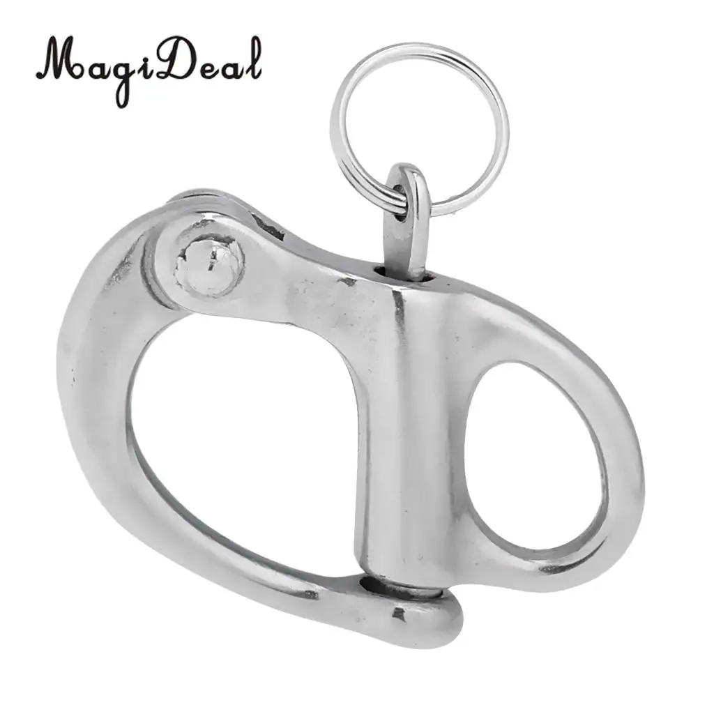 Heavy Duty (Pack of 2) 304 Stainless Steel Fixed Bail Snap Shackle For Kayak Boat Yacht 5.2x2.8cm Rafting  Sailing Accessory