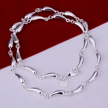 

N024 Hot Sale Fine Silver Color Jewelry Wholesale Factory Price 925 Charm Free Shipping Fashion Jewelry Water Drop Necklace
