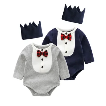 

New Baby Boy Cotton Long Sleeve Bodysuit With Hat Set Toddle Boys 1piece Body Overall Infant Cute Clothes Born 3m 6m 9m Gift