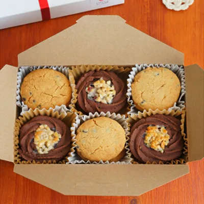 New Selling Cardboard Box Caixa Macaron Packaging Kraft paper Cookie Cake Box Muffin Biscuits Box 19.5*12.5*4CM 50pcs/lot PP368