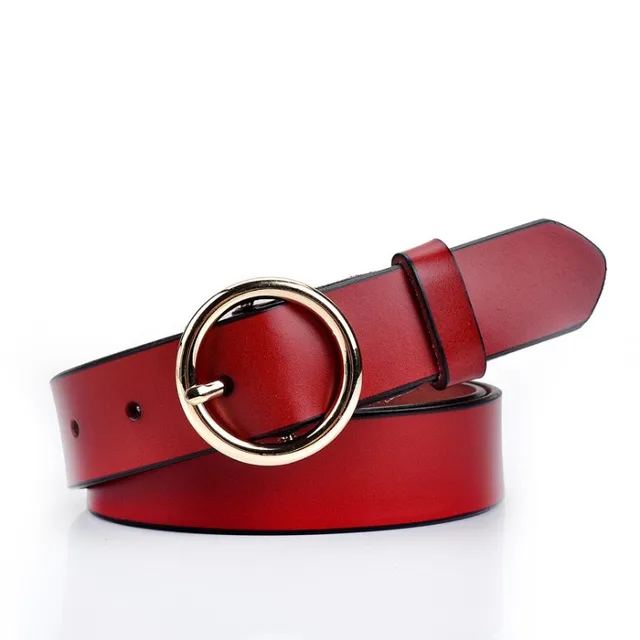 New Design Fashion Women's Belts Genuine Leather Brand Straps Female Waistband gold Pin Buckle belt student Jeans cowskin lady red color