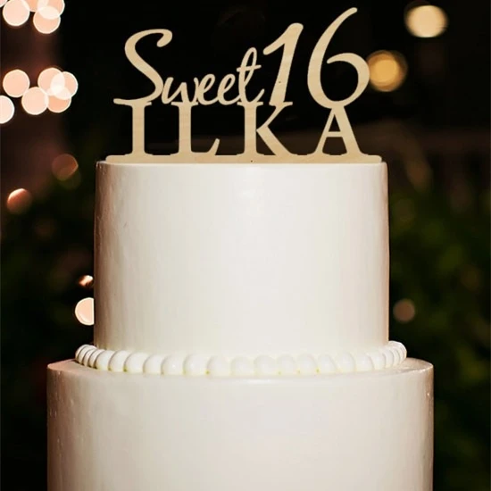 Download Sweet 16 Happy Birthday Cake Topper. Personalized Sixteen ...