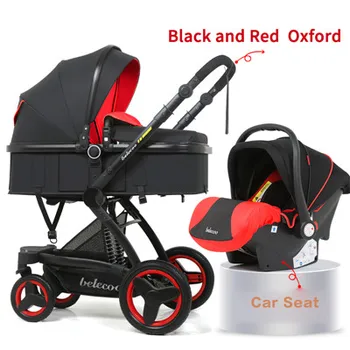black leather baby stroller