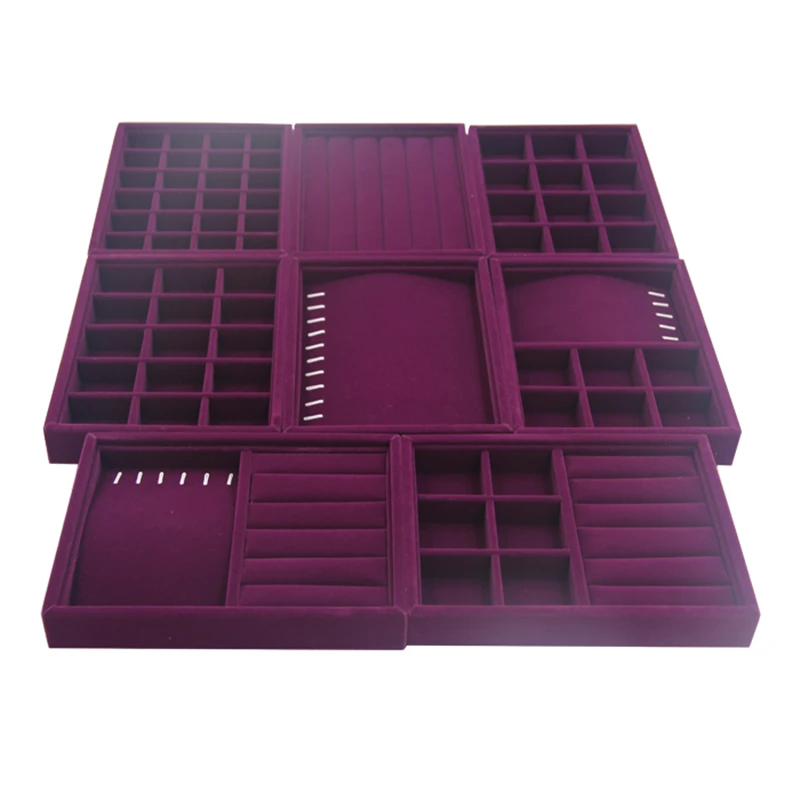 

200*150*30mm Purple Velvet Jewelry Stock Tray display