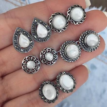 5 пар/компл. Большой опал, серьги со шпилькой, для Для женщин Свадебная вечеринка Boucle D'oreille серьги, ювелирное изделие, ослепительно Кубический Цирконий Brincos, можно носить с