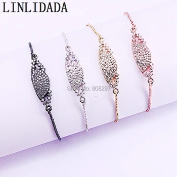 

New 10Pcs Cubic Zirconia Charm Bracelets Micro Pave CZ Connector Bracelets Femme Fashion Jewelry