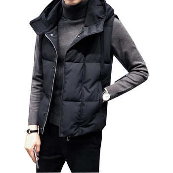 

Vest Coat Men Casual Hooded Sleeveless Jackets For Men Vests Waistcoat Male Hat Detachable Vest Waistcoat