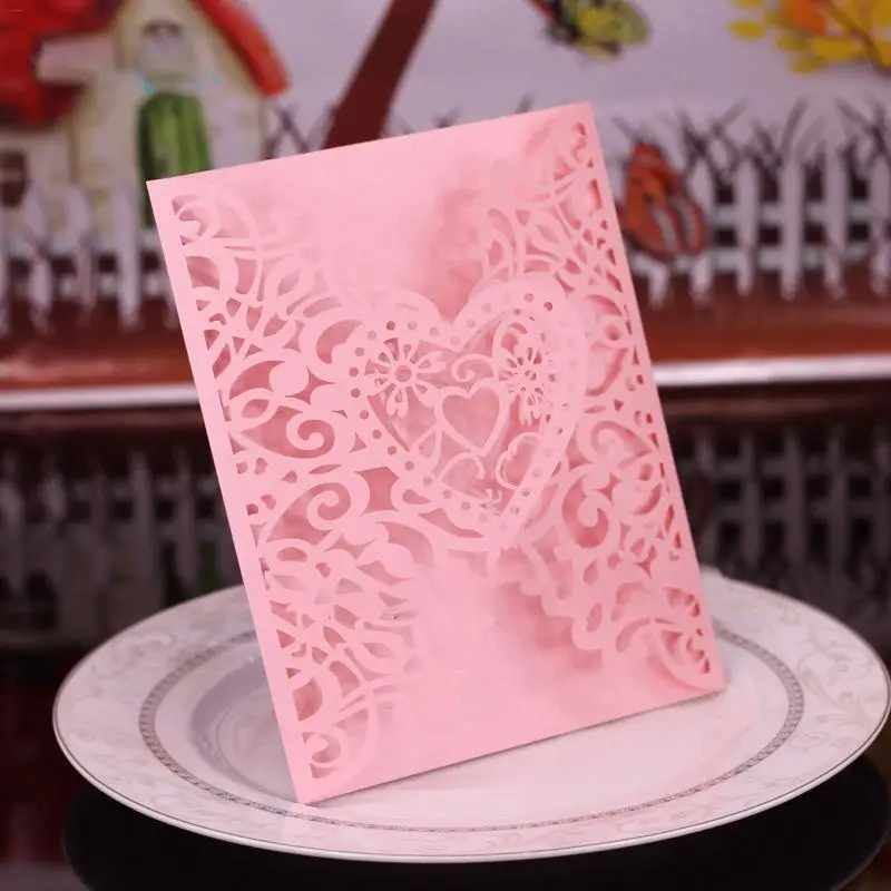  2018 10PCS European Style Hollow-out Wedding Invitations Innovative Invitation Card Birthday Card C - 32922360592