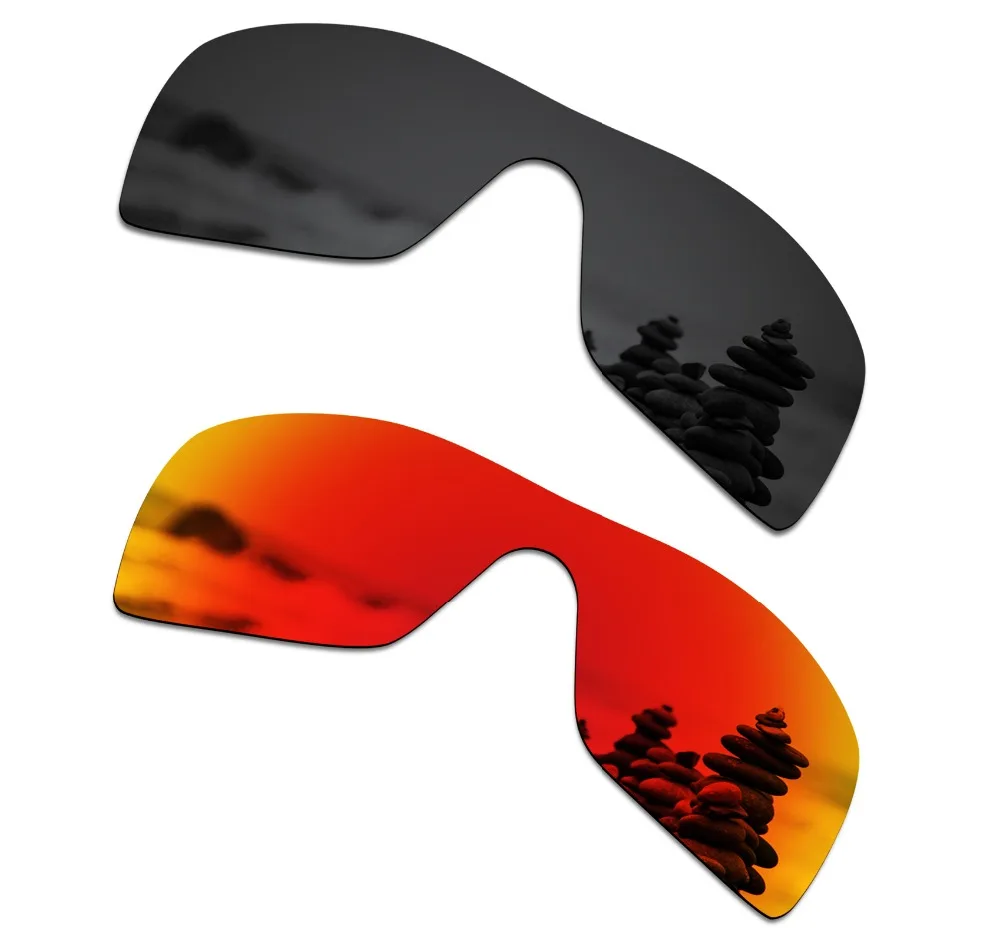 SmartVLT 2 Pieces Polarized Sunglasses Replacement Lenses for Oakley Batwolf Stealth Black and
