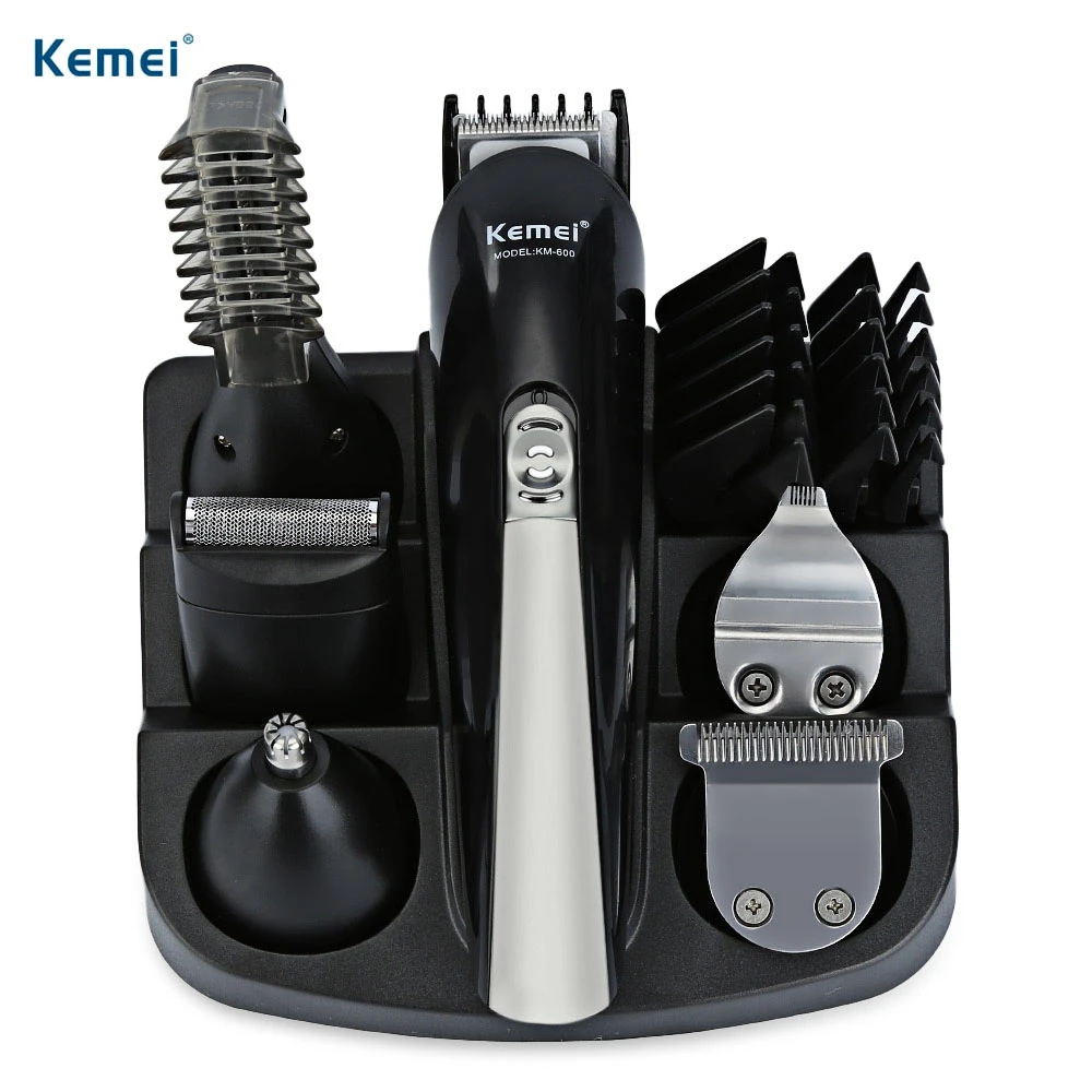 KEMEI KM-600 6 в 1 машинка для стрижки волос Водонепроницаемая бритва с насадками триммер для бороды электрическая бритва для мужчин бритва станок для бритья