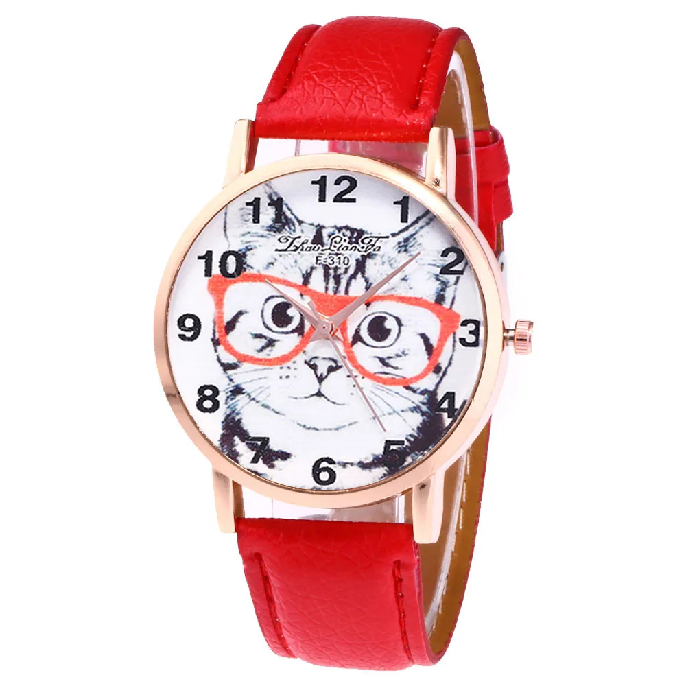 

Splendid brand Womens watch Cat Pattern Leather Band Analog Quartz Vogue Wrist Watch ladies new design relogio feminino 30X