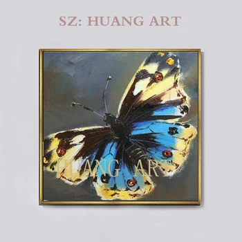 

Dynamic Modern Wall Art High Quality Animal Painting Blue Butterfly Oil Painting Pictures Decorated BedroomsCoffee house