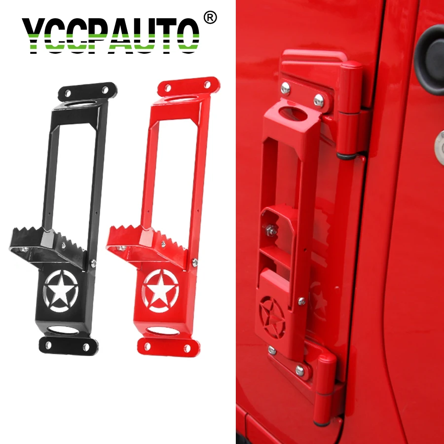 YCCPAUTO Pedal de pie de coche soporte de clavija accesorios de acero sólido para Jeep Wrangler JK 2007-2017 Exterior de estilo de coche piezas de estilo de la estrella