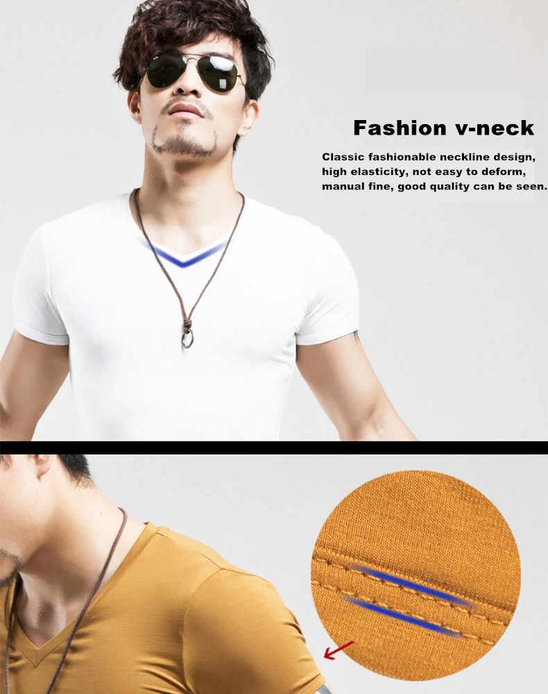 2020 Brand New Men T Shirt Tops V neck Short Sleeve Tees Men's Fashion Fitness Hot T-shirt For Male Free Shipping Size 5XL