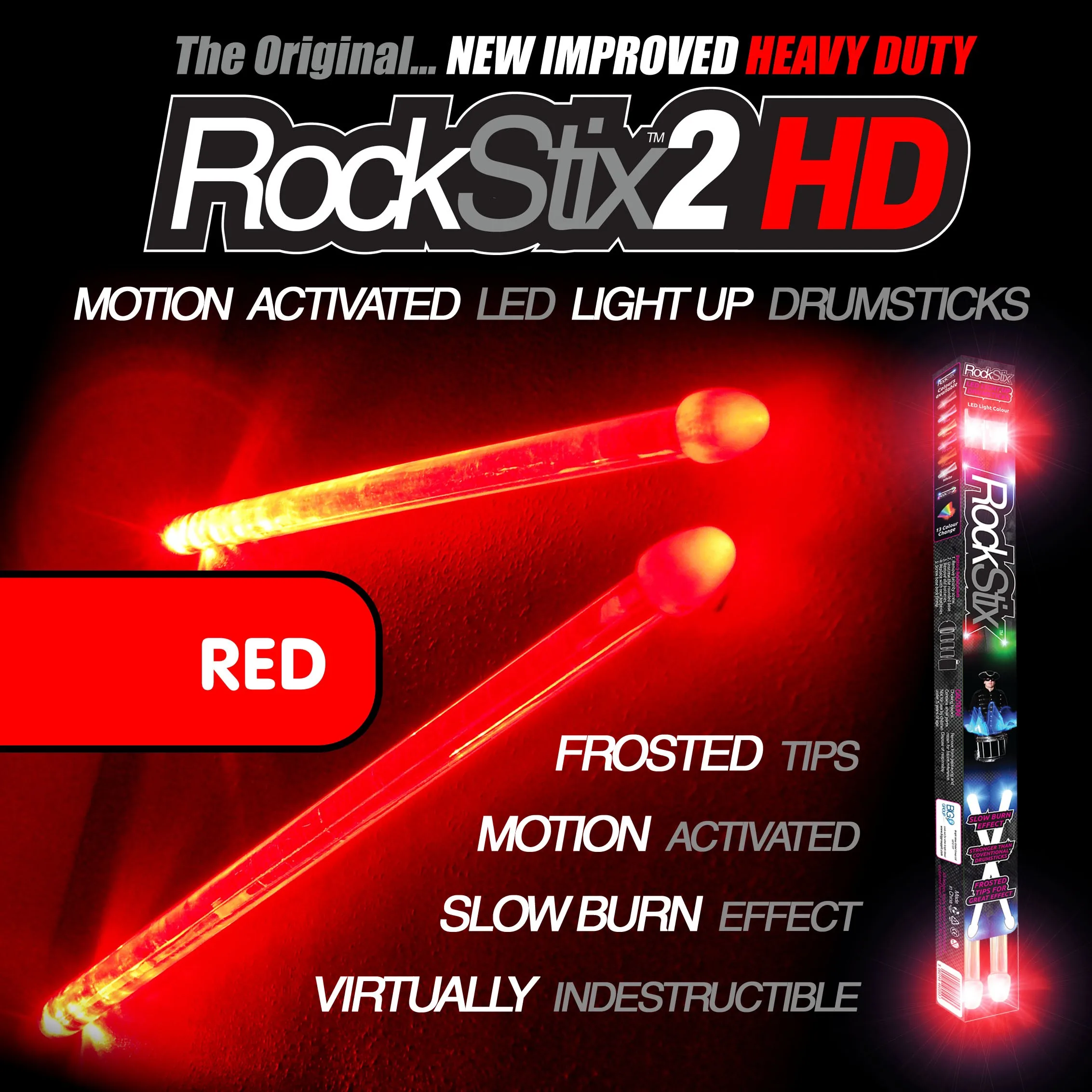 Rockstix 2 HD яркий светодиодный голени с 7 индивидуальными цветами доступны, Firestix Upgradte до RockStix - Цвет: Красный