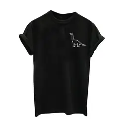 Футболка женская 2019 черный белый модный сексуальный женский мультфильм Динозавр с принтом без рукавов Танк жилет футболки camisetas-30