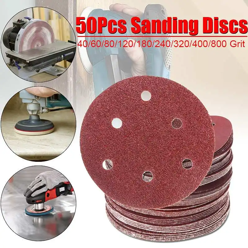 

100pcs 150mm/6'' Sanding Disc 40 60 80 100 120 180 240 320 400 800 Mixed Grit Round Shape Sandpaper Orbital Paper Punch Sheet