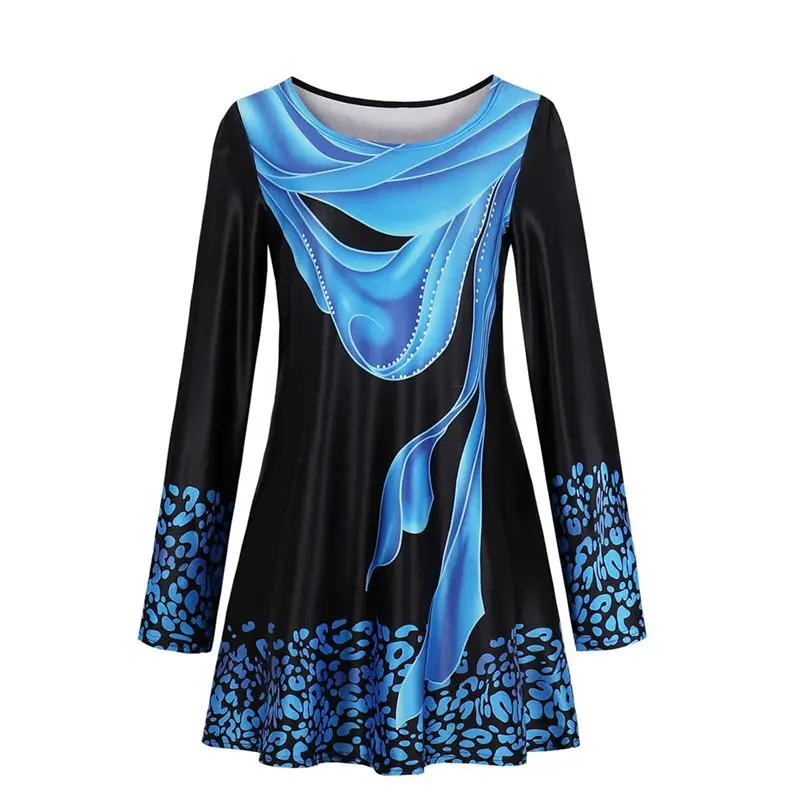 

Spring Long Sleeve Blouse Women 2019 Vintage Casual Office Ladies Tops Blue Fashion Printed Gothic Plus Size 5XL Street Blouses