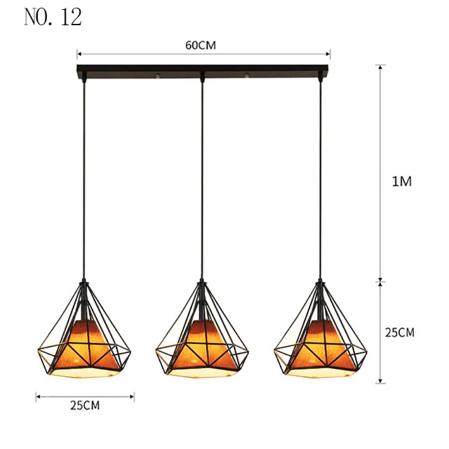 Современный подвесной светильник в скандинавском стиле, подвесной светильник в металлической клетке, тканевый абажур, цветной, светильник для дома, ресторана, магазина, украшения - Цвет корпуса: No.12 No Bulb