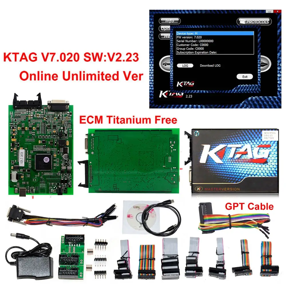 Новейший V2.23 KTAG ECU Инструмент программирования прошивка V7.020 KTAG мастер версия с неограниченный маркер - Цвет: ktag 7020 full green