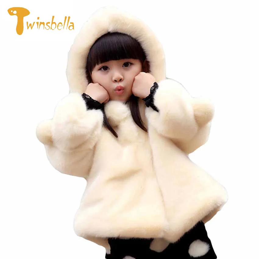 TWINSBELLA Winter Warm Girls Jackets 2018 New Faux Fur Toddler Jacket Baby Coats Kids Jacket Teenager Thicken Girl Outerwear